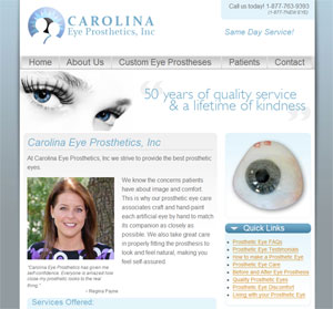 New Website Design for Carolina Eye Prosthetics